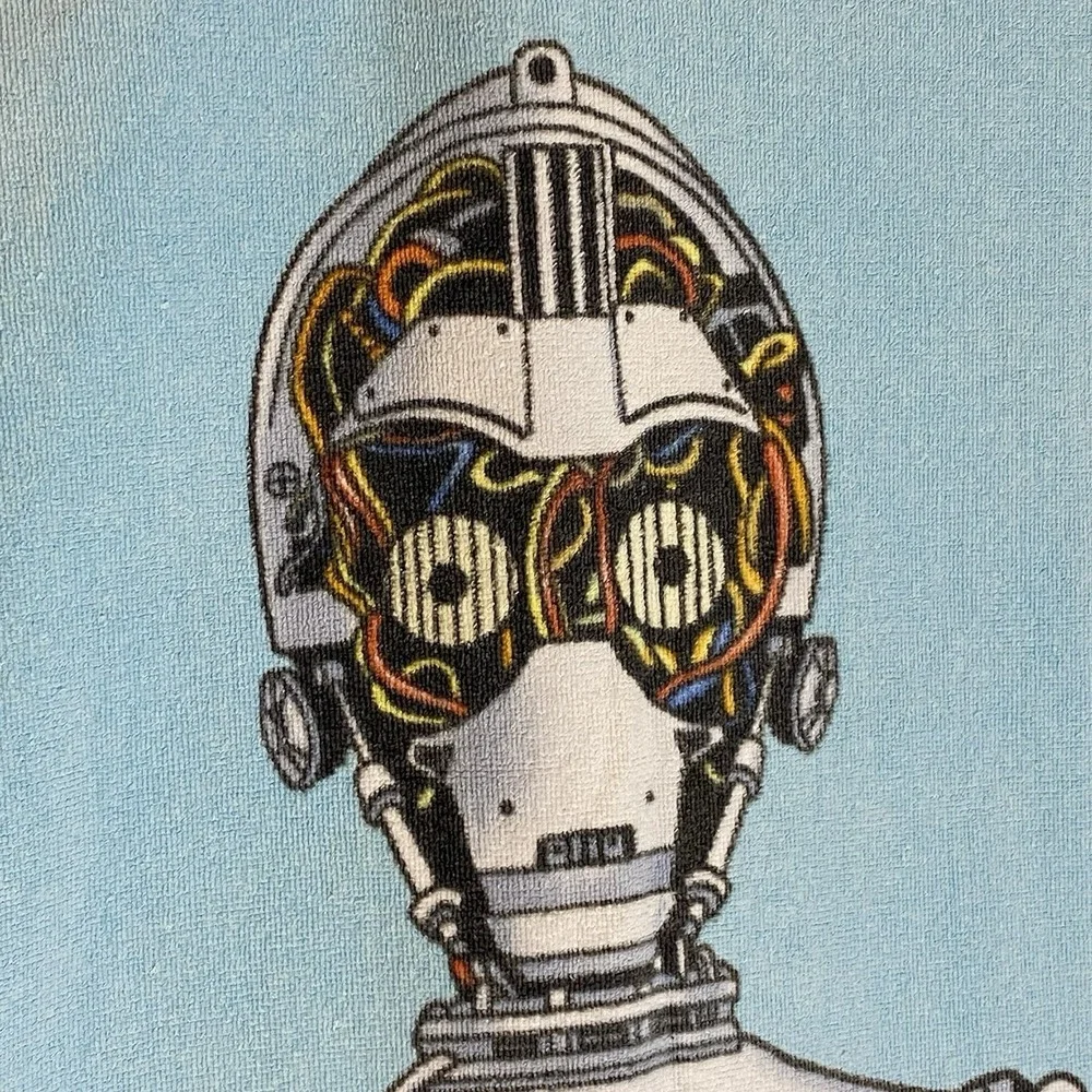 Vintage C-3PO Star Wars Beach Towel 100% Cotton Lucas Film Robot Pre Covered